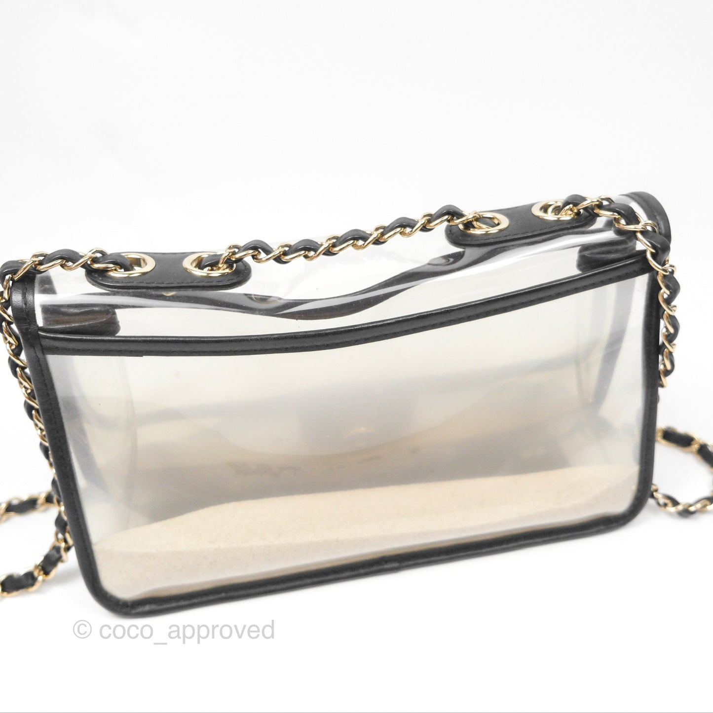 Chanel Medium Sand By The Sea PVC Flap Black Lambskin Gold Hardware