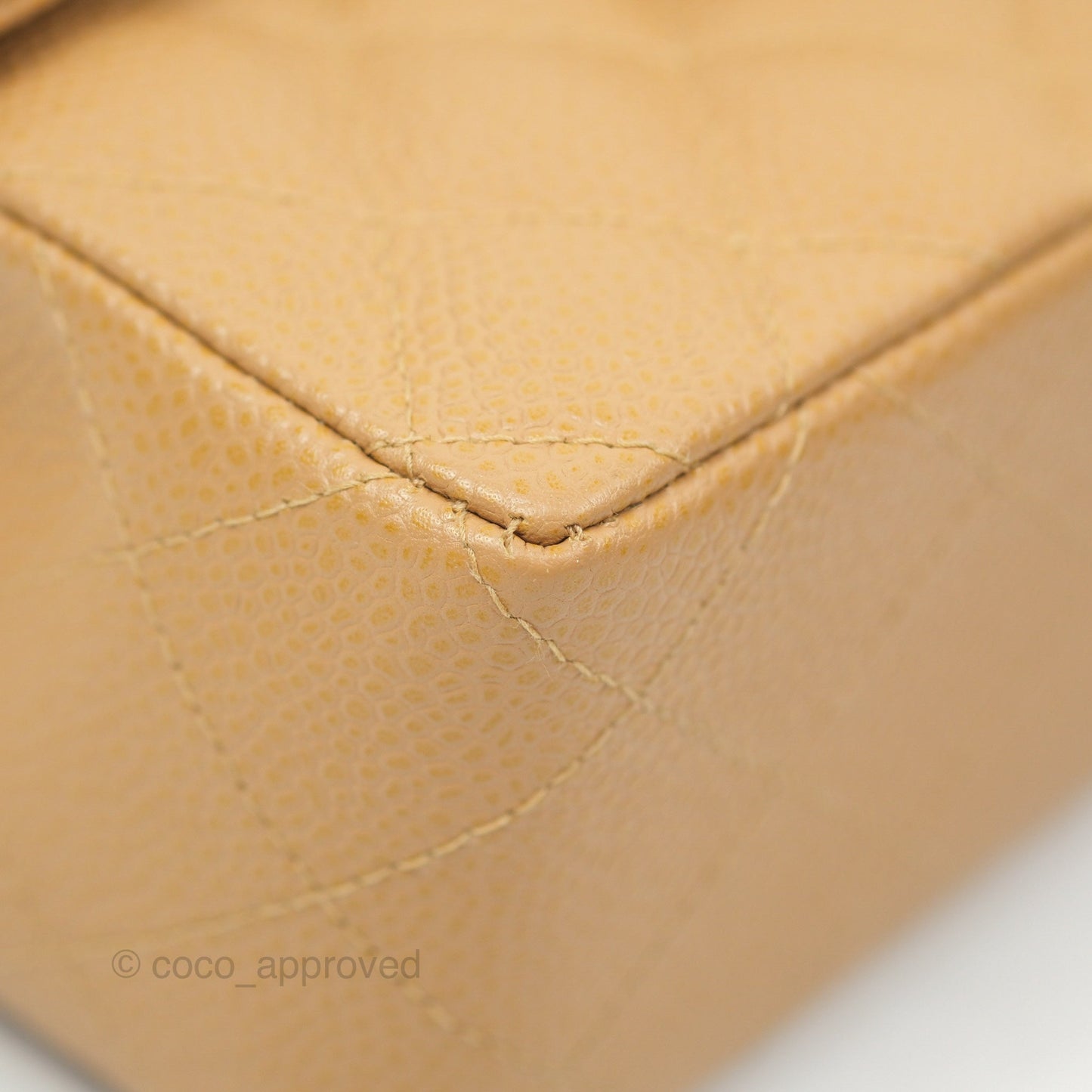 Chanel Quilted Vintage Mini Square Flap Beige Caviar 24K Gold Hardware