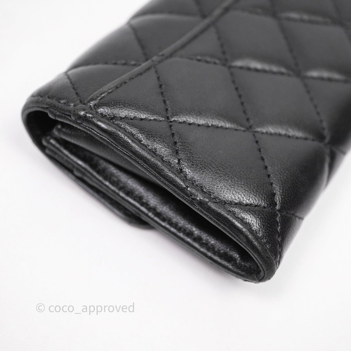 Chanel Quilted Flap Card Holder Black Lambskin Gold Hardware