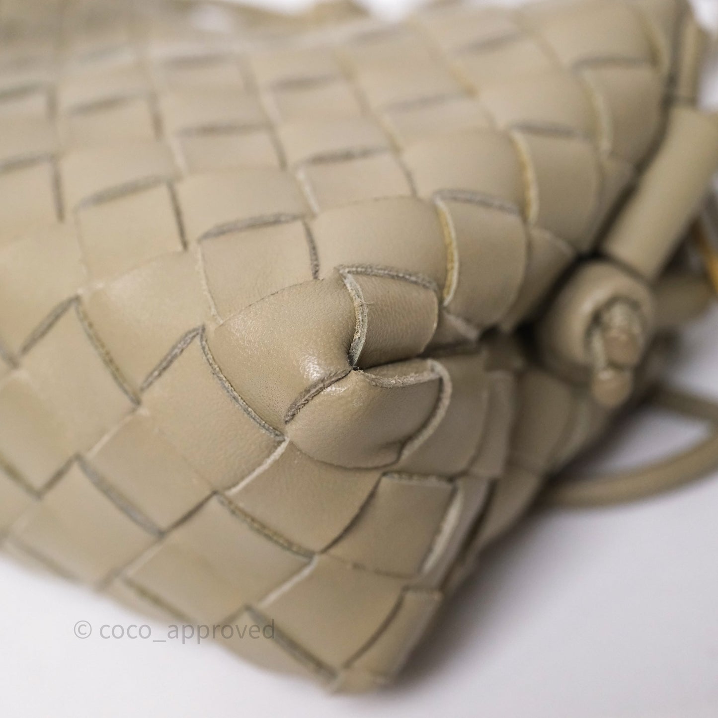 Bottega Veneta Mini Loop Camera Bag Intrecciato Lambskin Travertine