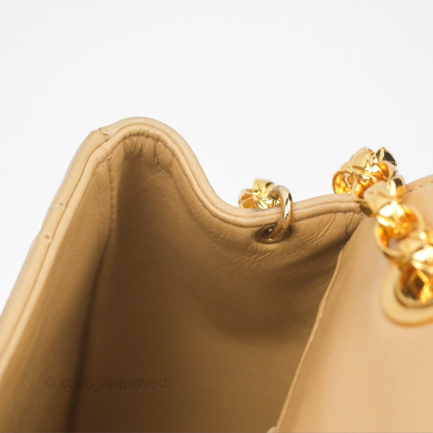Chanel Vintage Flap Bag Beige Lambskin Gold Hardware