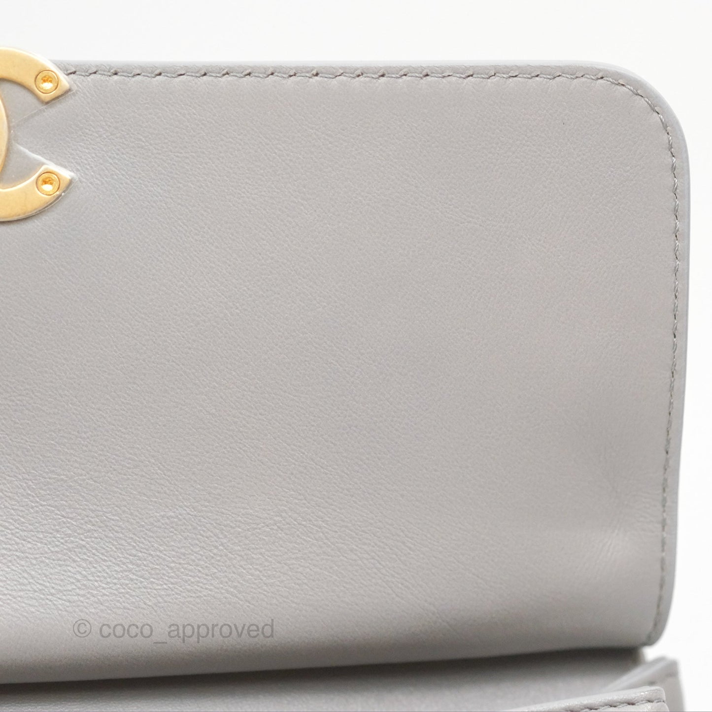 Chanel Small Quilted Coco Luxe Flap Bag Grey Calfskin Aged Gold Hardware