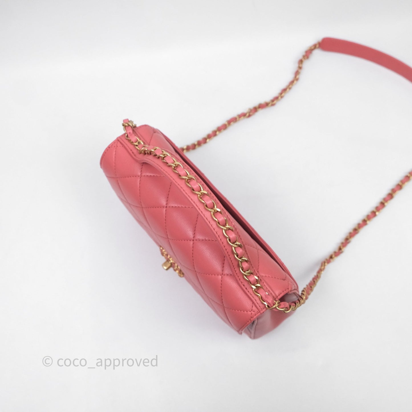Chanel Quilted Chain Infinity Handle Bag Pink Lambskin Aged Gold Hardware