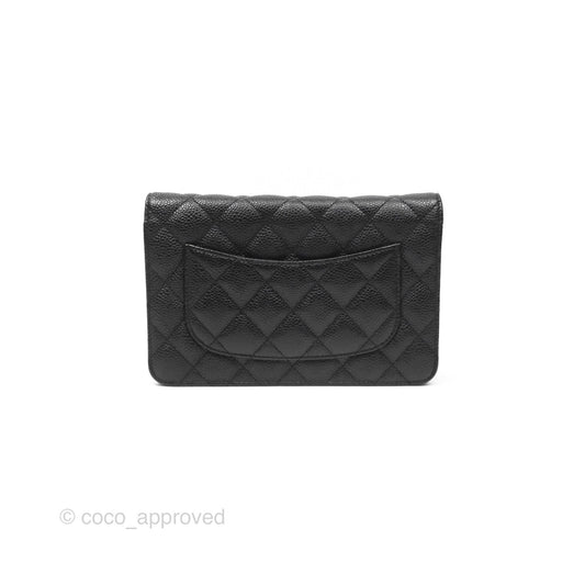 Chanel Classic Wallet On Chain WOC Quilted Black Caviar Gold Hardware