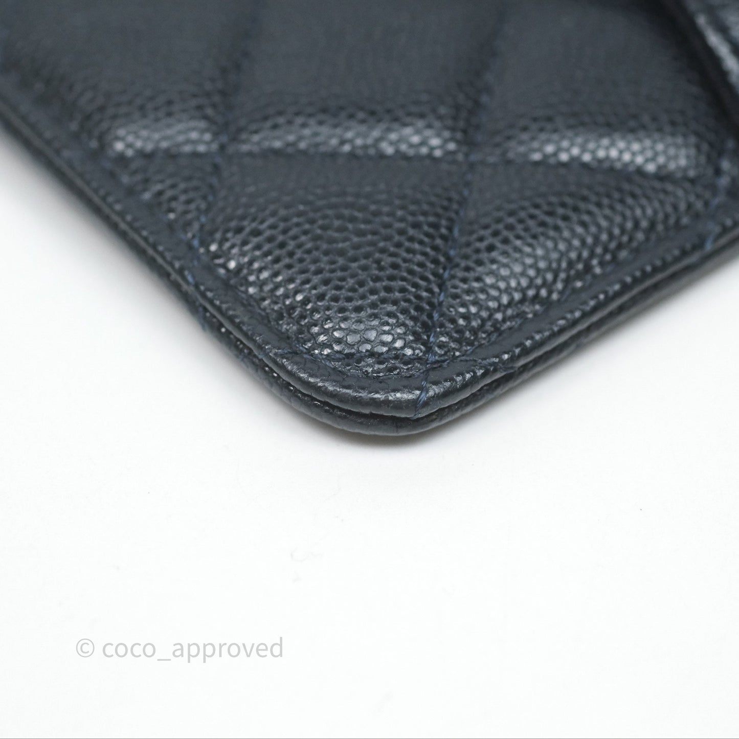 Chanel Classic Flat Navy Caviar Wallet Pouch Gold Hardware