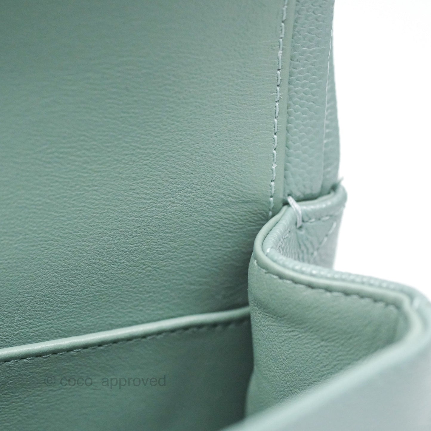 Chanel Classic M/L Medium Flap Quilted Tiffany Seafoam Green Caviar Gold Hardware