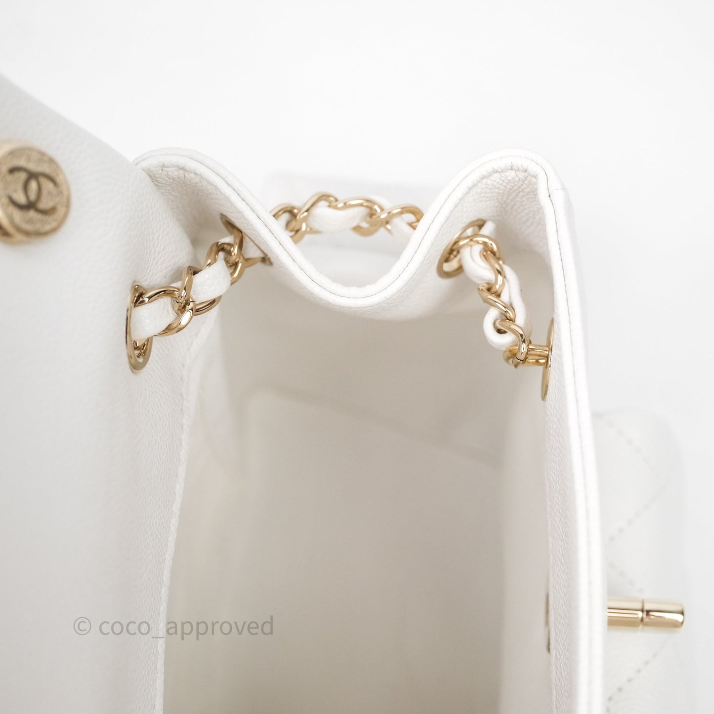 Chanel Small Duma Backpack Caviar White Gold Hardware