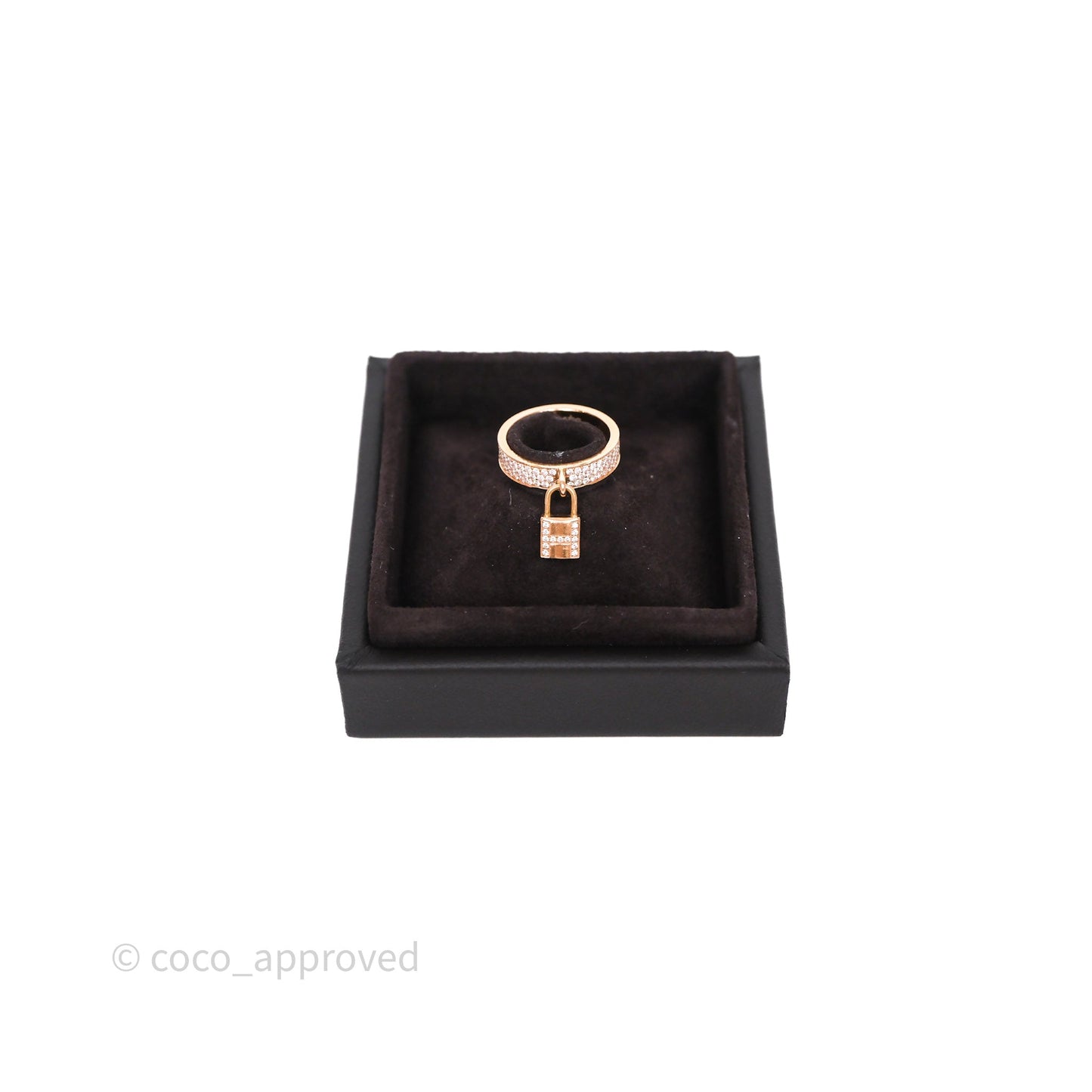 Hermès Kelly Cadenas Ring Rose Gold Diamonds Size 50