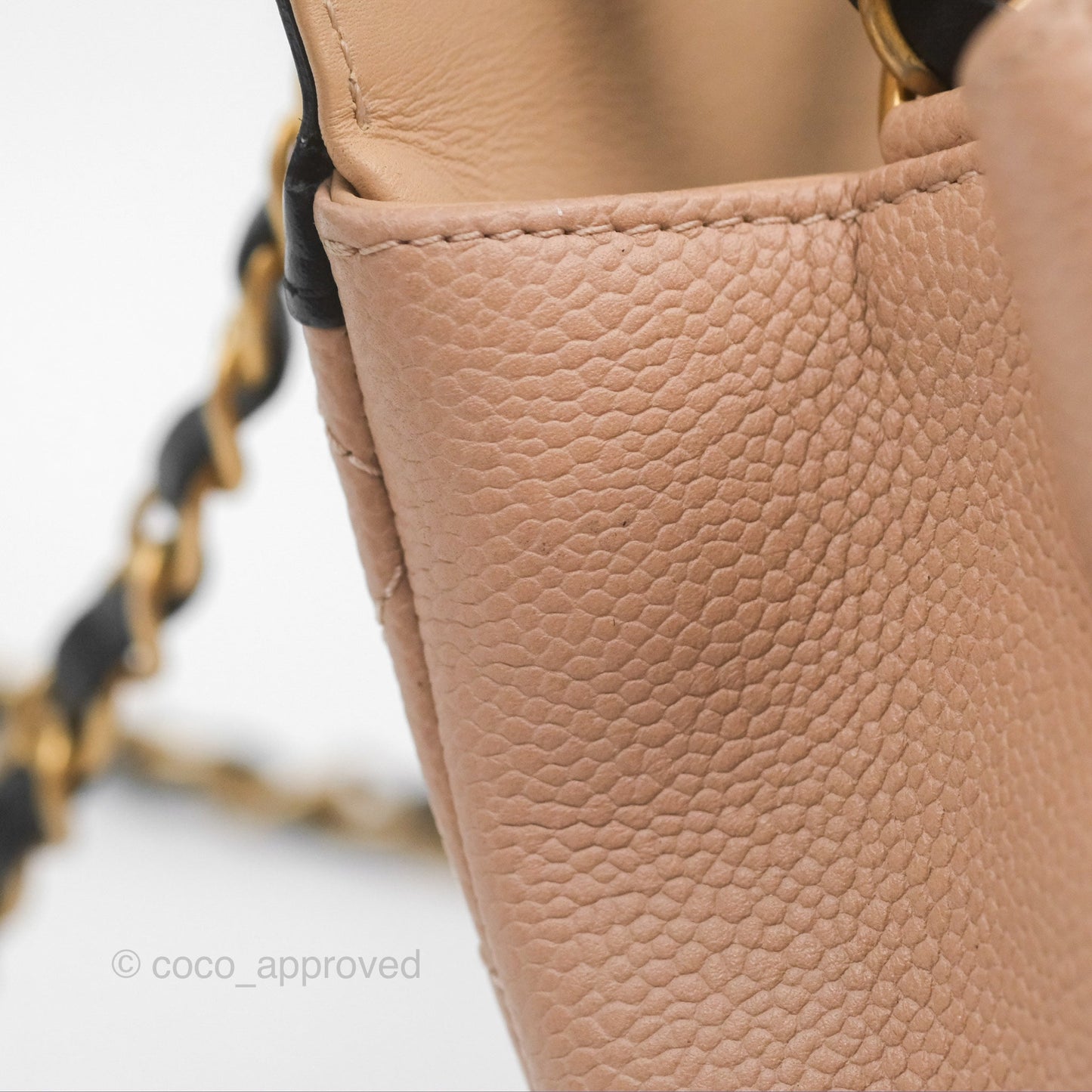Chanel Quilted Medium CC Filigree Flap Beige Black Caviar