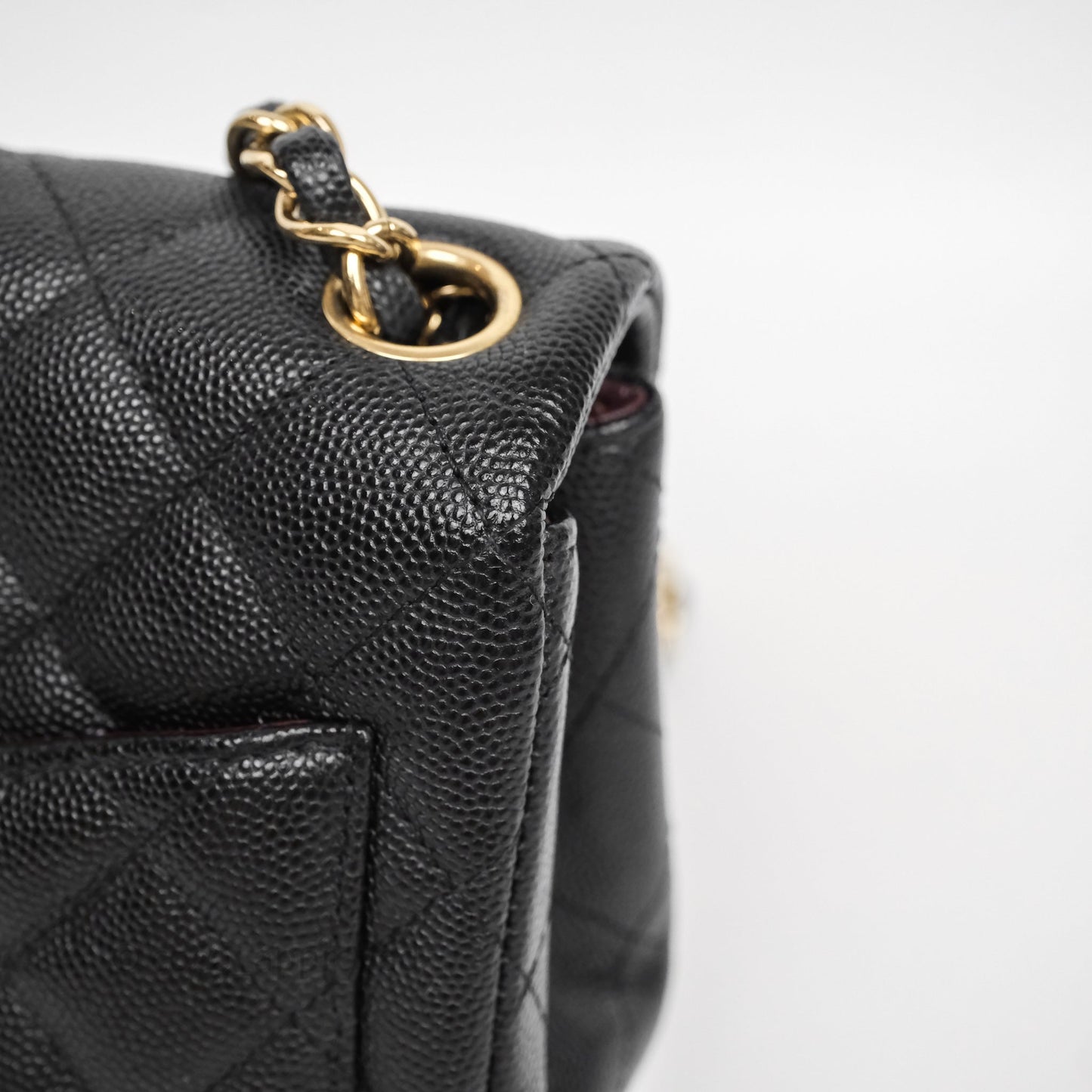 Chanel Mini Square Quilted Black Caviar Gold Hardware