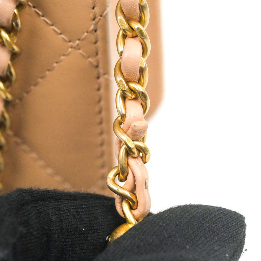 Chanel Quilted Perfect Fit Adjustable Beige Calfskin Gold Hardware 21A