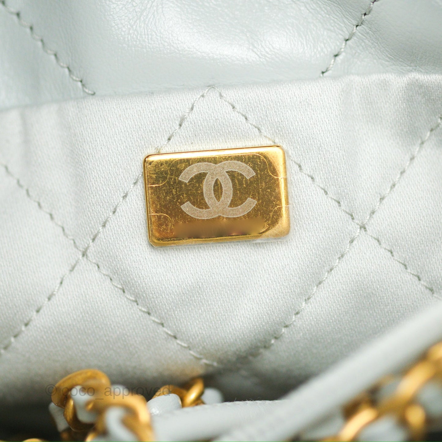 Chanel 22 Mini Bag Light Blue Grey Shiny Calfskin