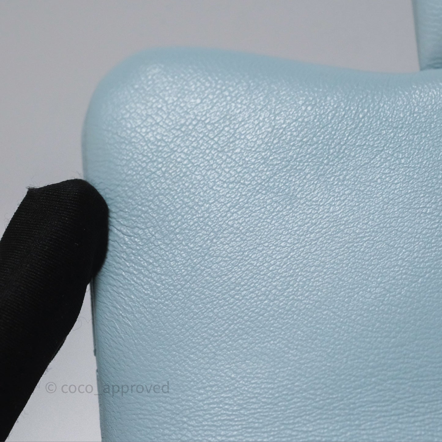 Chanel Quilted Enamel Pending CC Mini Square Flap Baby Blue Lambskin 22P