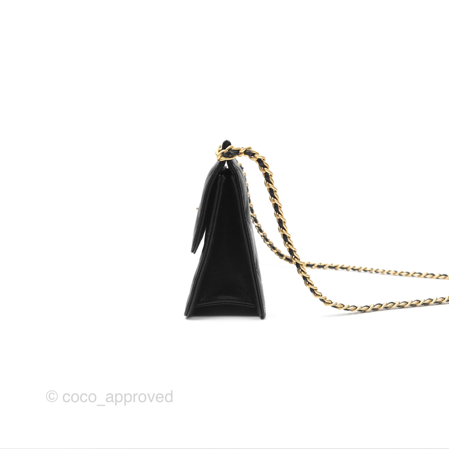 Chanel Chain Flap Bag Black Caviar Aged Gold Hardware 23A