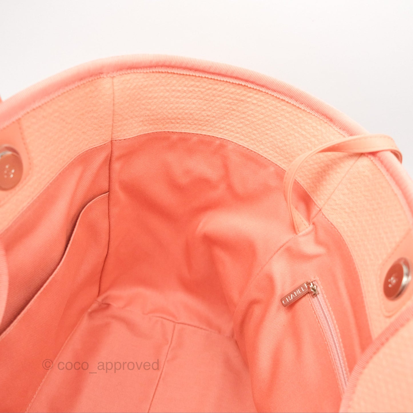 Chanel Large Deauville Coral Clair Canvas