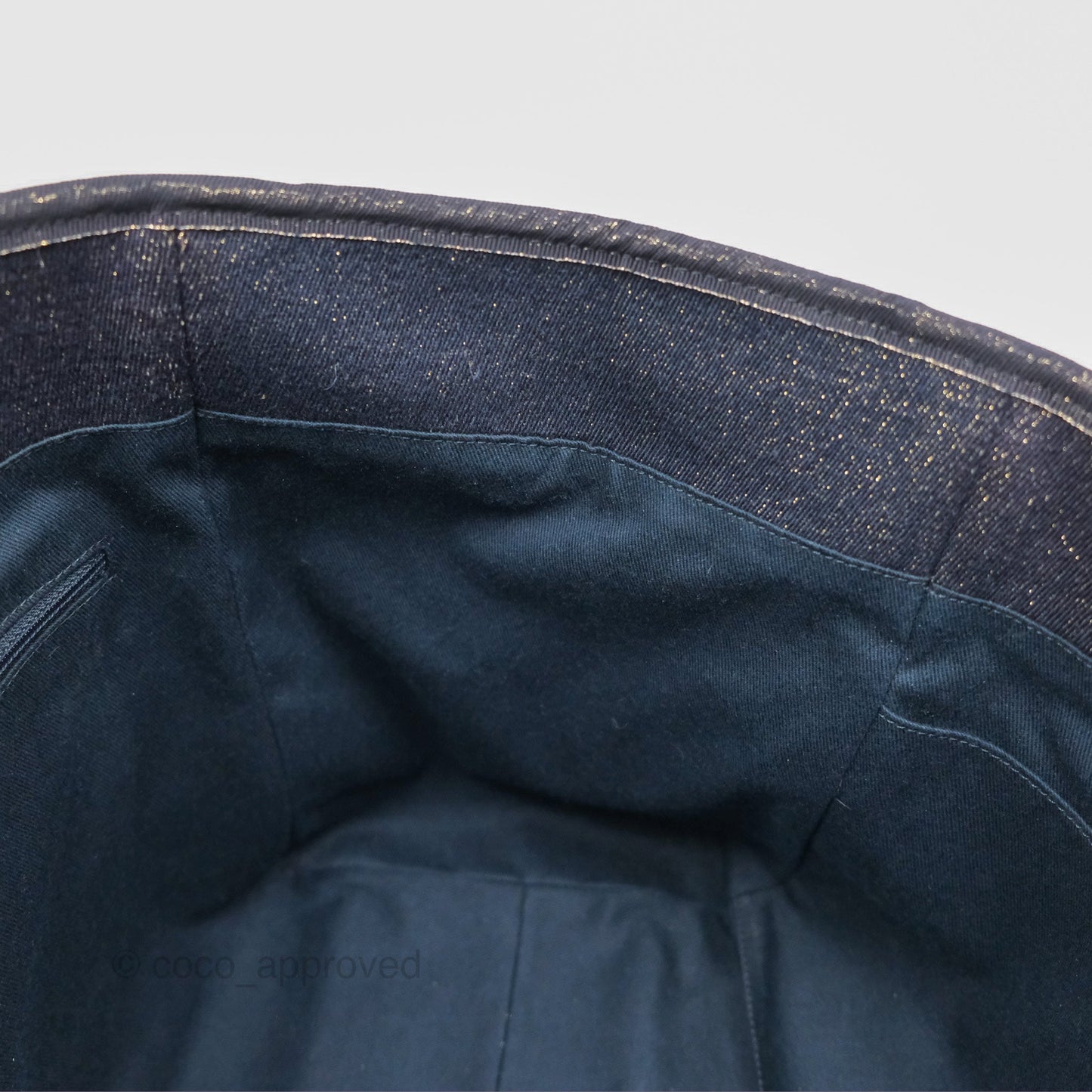 Chanel Large Deauville Navy Glitter Canvas Gold Hardware
