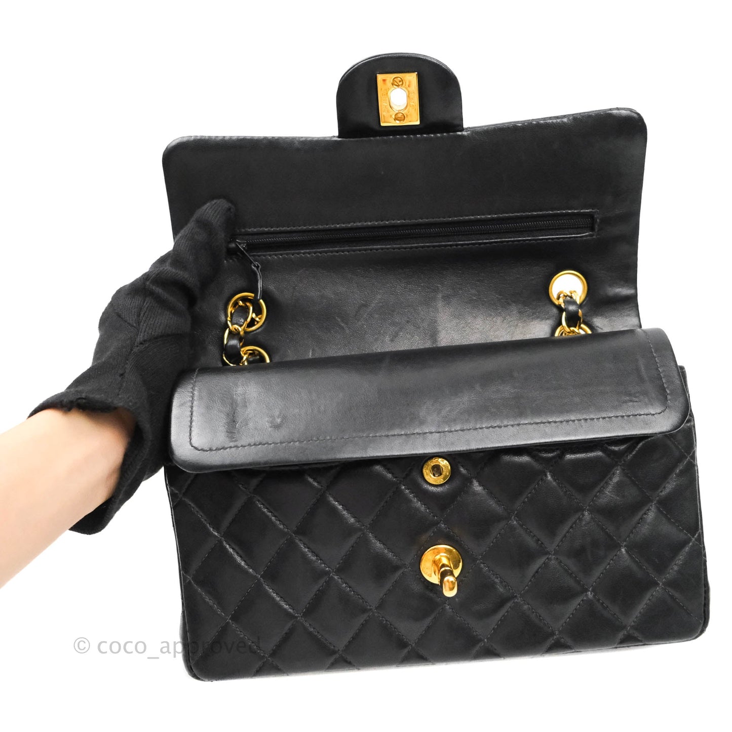 Chanel Classic Vintage Small S/M Flap Black Lambskin 24K Gold Hardware