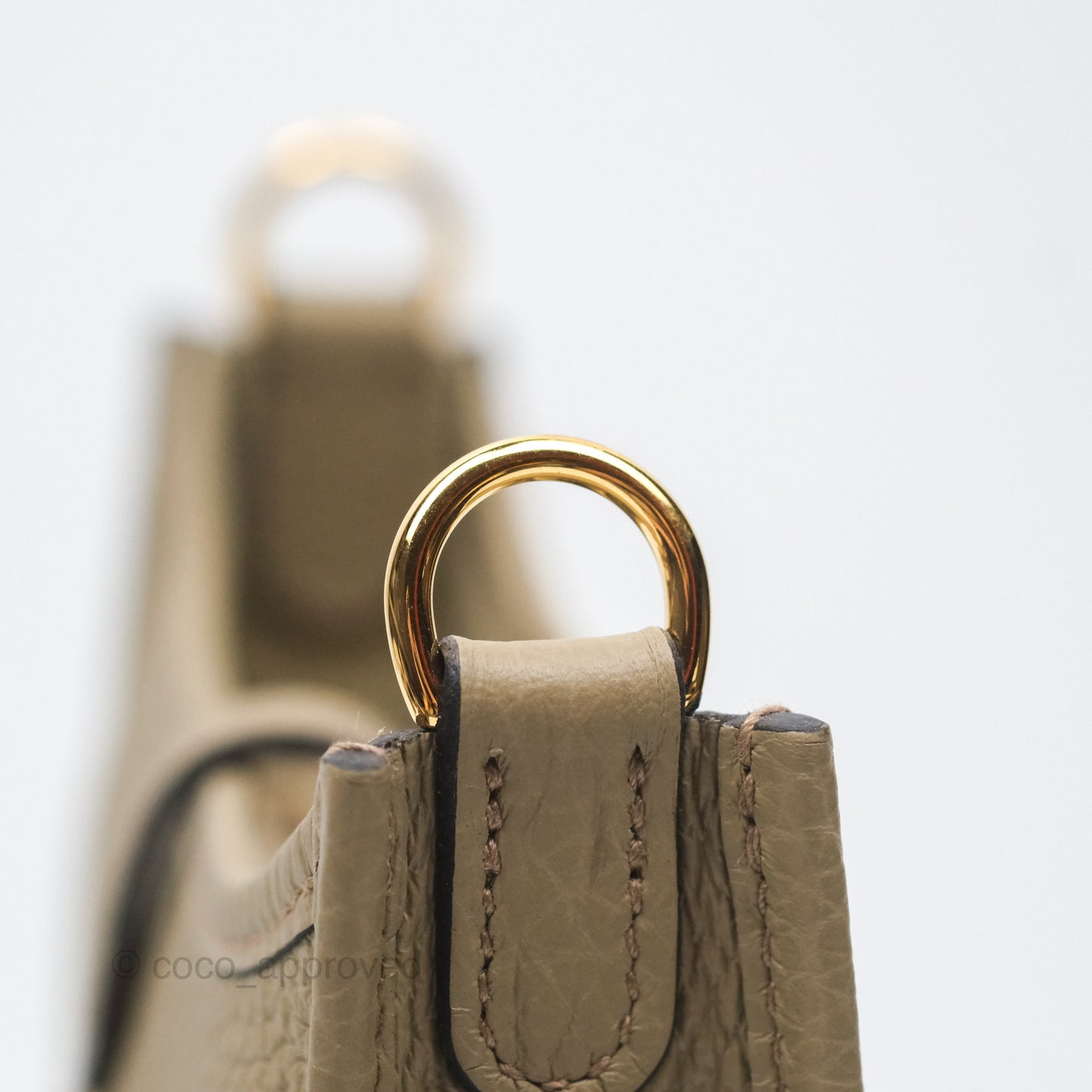 Hermès Mini Evelyne 16 Beige Marfa 8Q Clemence Gold Hardware
