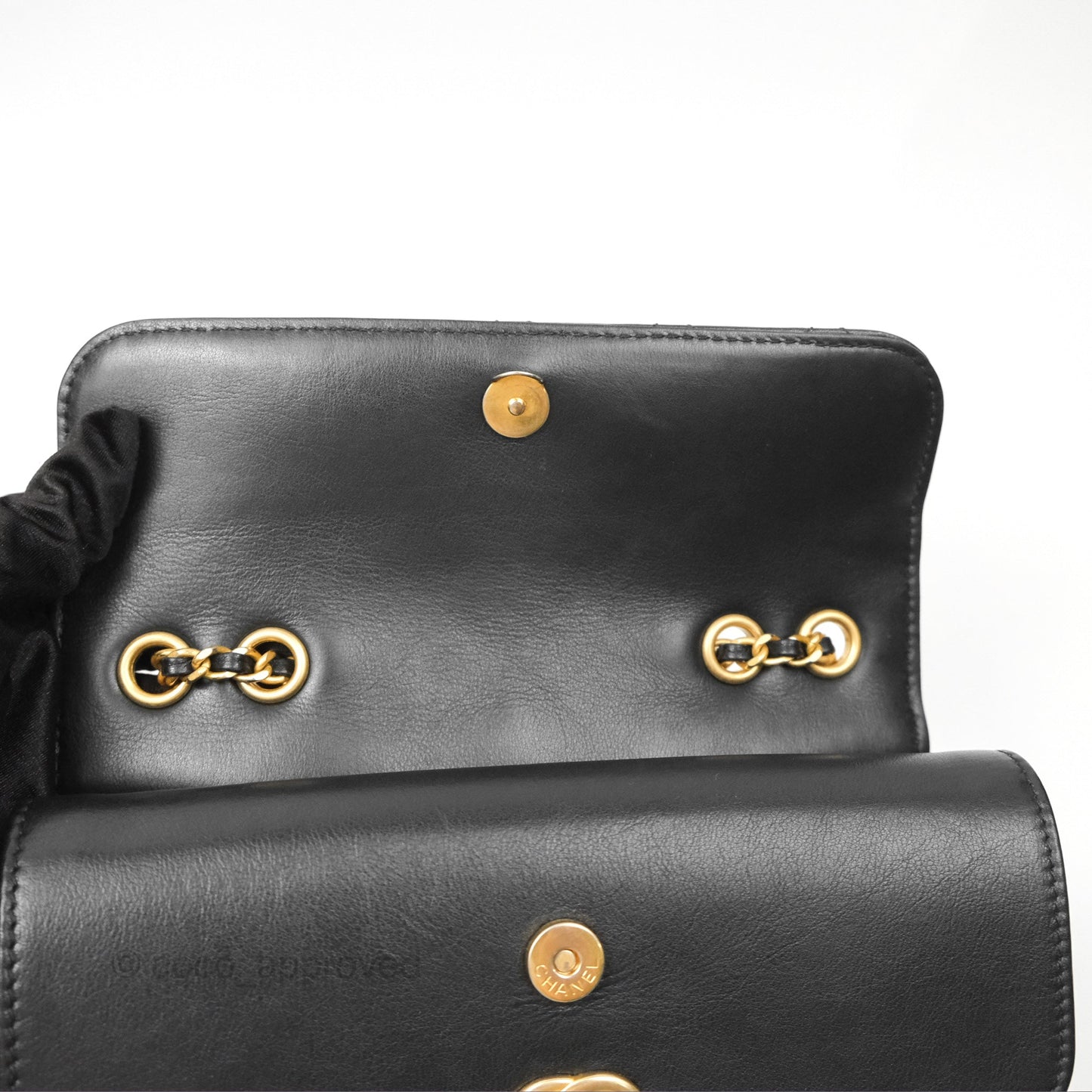 Chanel Triple Flap Bag Quilted Black Calfskin Aged Gold Hardware