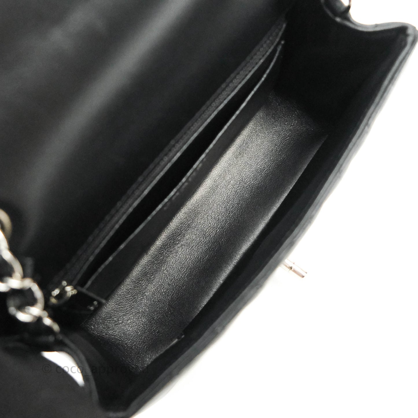 Chanel Classic Chevron Mini Rectangular Flap Black Lambskin Silver Hardware