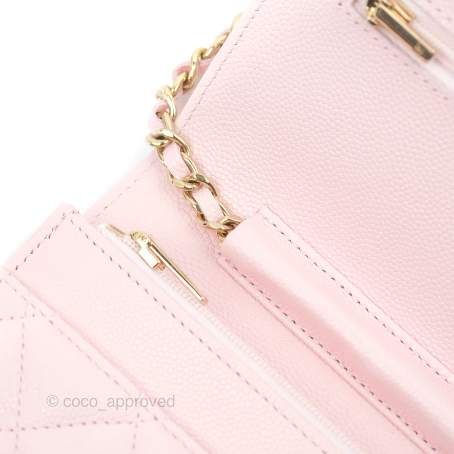 Chanel Quilted Classic Wallet on Chain WOC Pink Caviar Gold Hardware