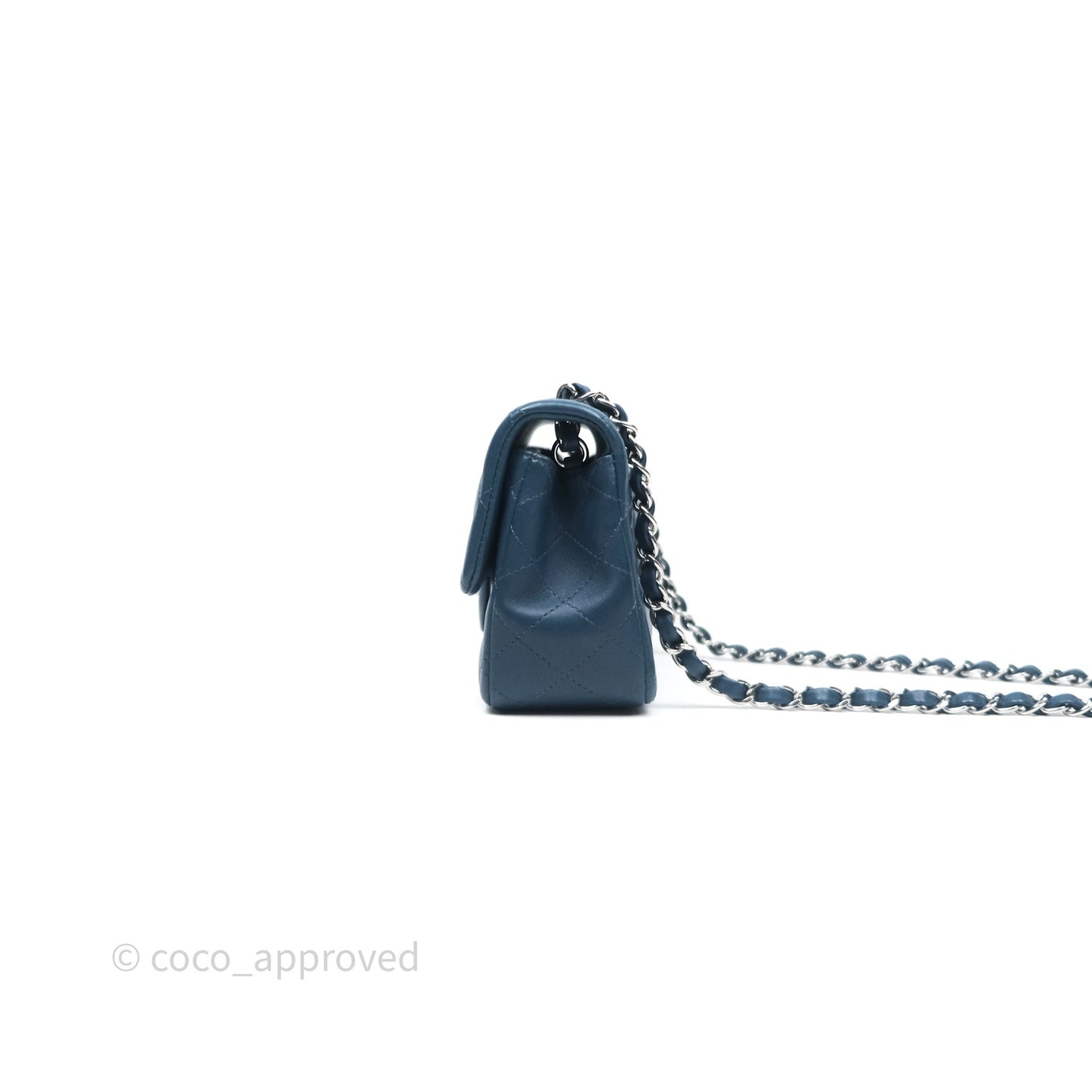 Chanel Mini Rectangular Quilted Navy Lambskin Silver Hardware