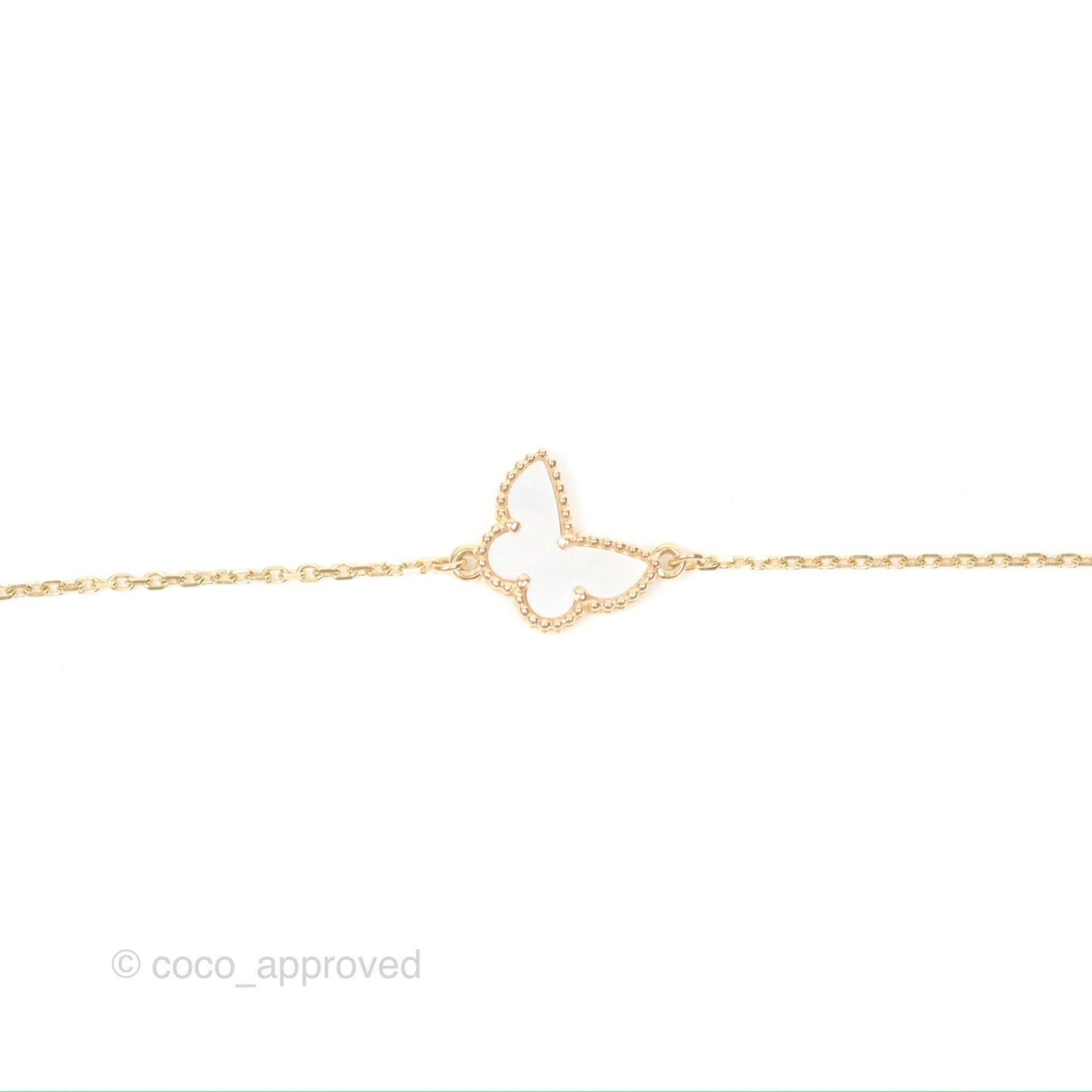 Van Cleef & Arpels 18K Yellow Gold Mother of Pearl Sweet Alhambra Butterfly Bracelet