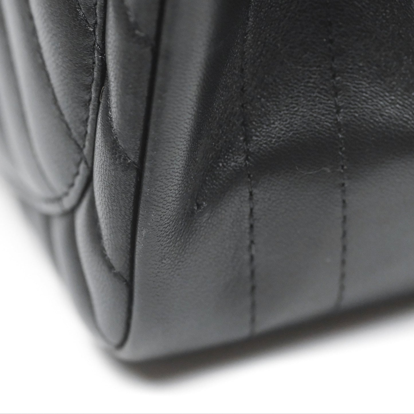 Chanel Mini Square Black Chevron Lambskin Silver Hardware