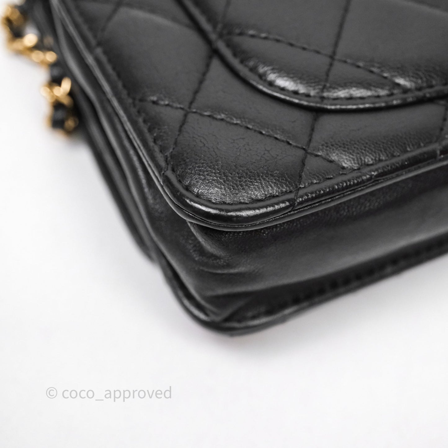 Chanel Classic WOC Wallet On Chain Quilted Black Lambskin Gold Hardware