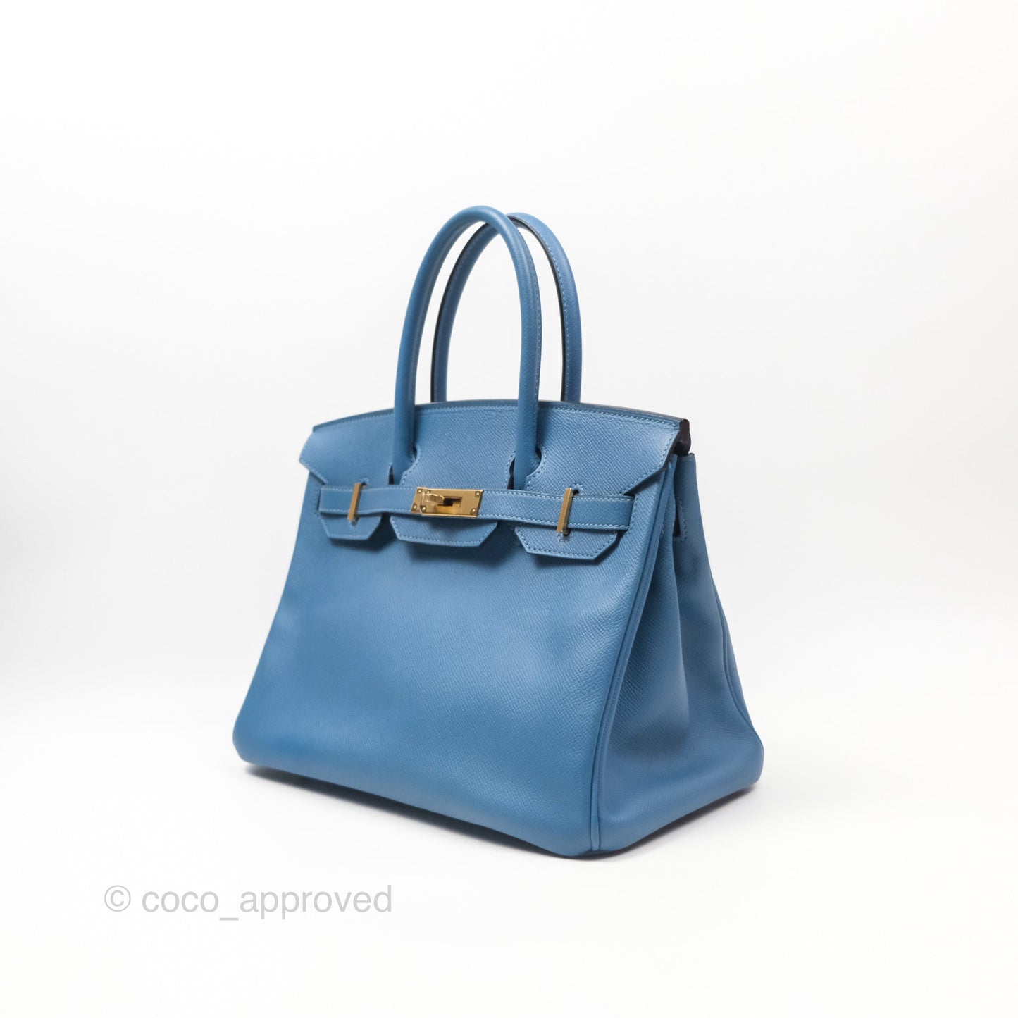 Hermès Birkin 30 Retourne Bleu Brighton 7E Epsom Gold Hardware