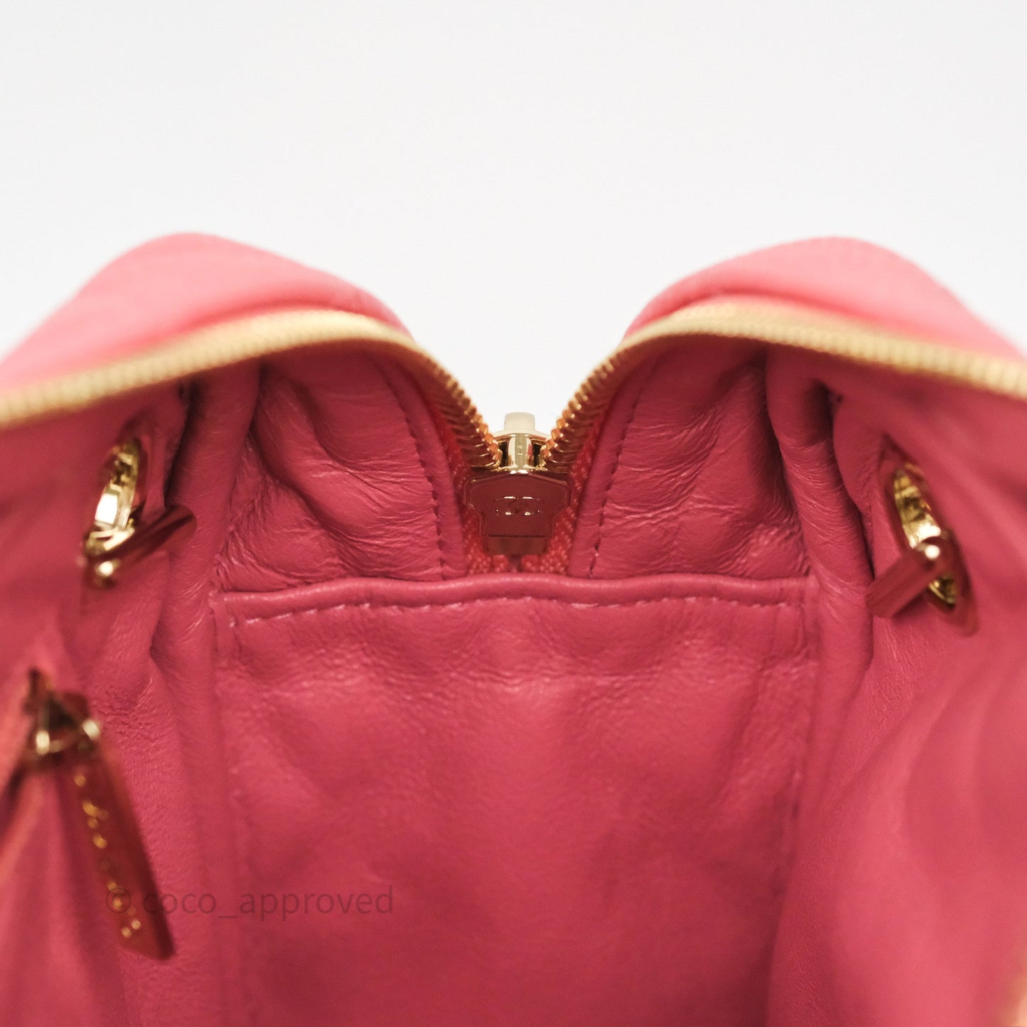 Chanel Camera Case Quilted Pink Shiny Caviar Gold Hardware