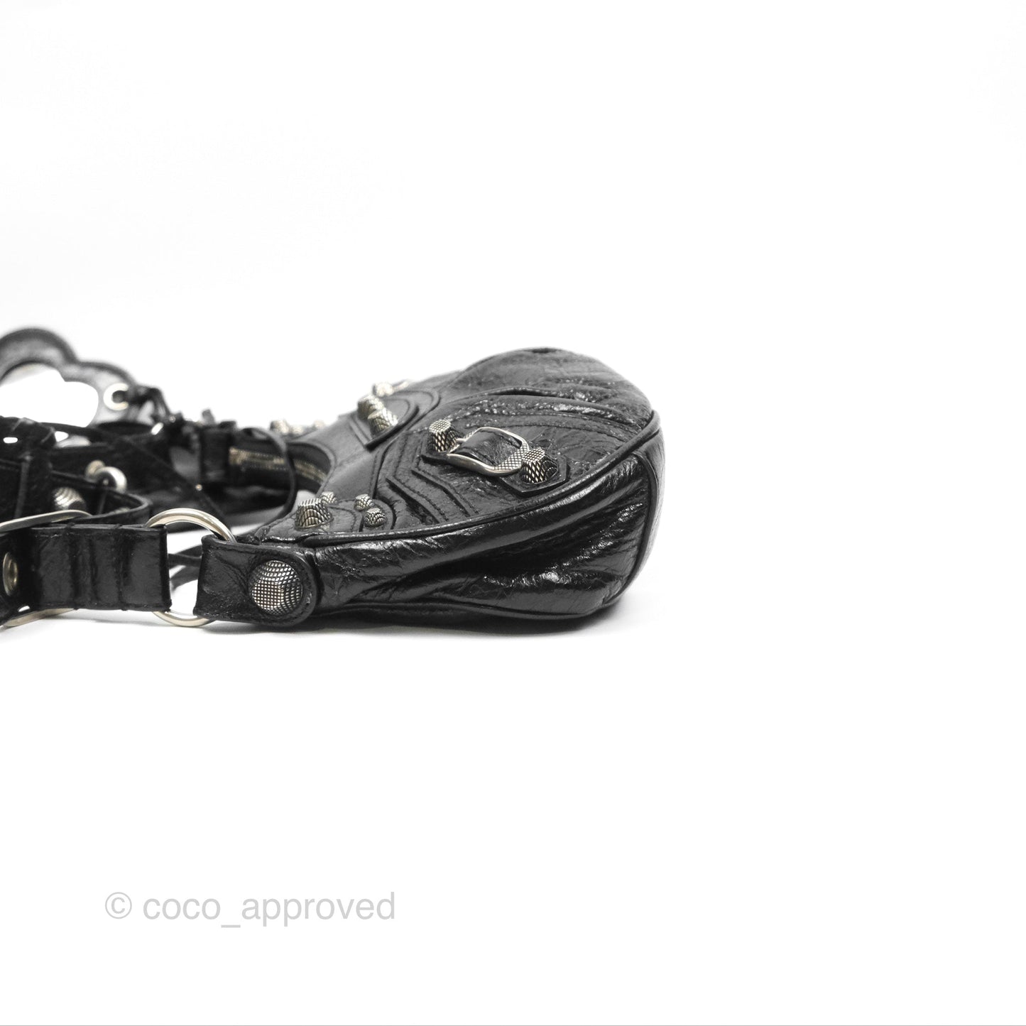 Balenciaga Le Cagole Shoulder Bag Black Aged Calfskin Silver Hardware