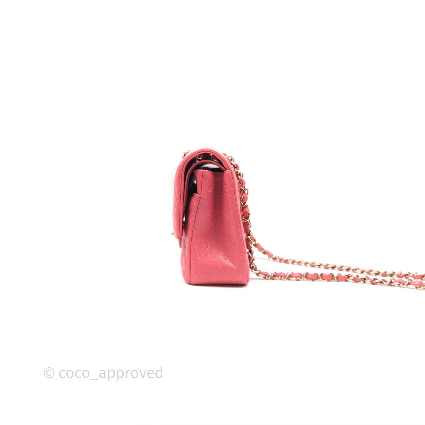 Chanel Classic M/L Medium Flap Quilted Pink Caviar Gold Hardware