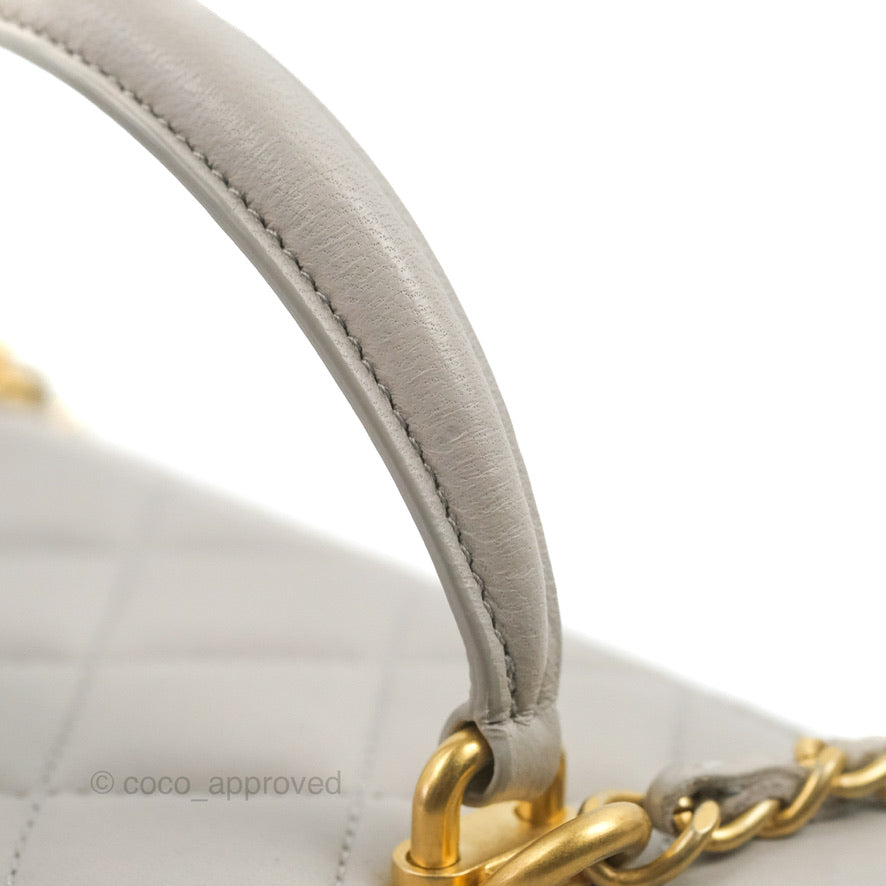 Chanel Vanity Rectangular Top Handle Grey Lambskin Gold Hardware