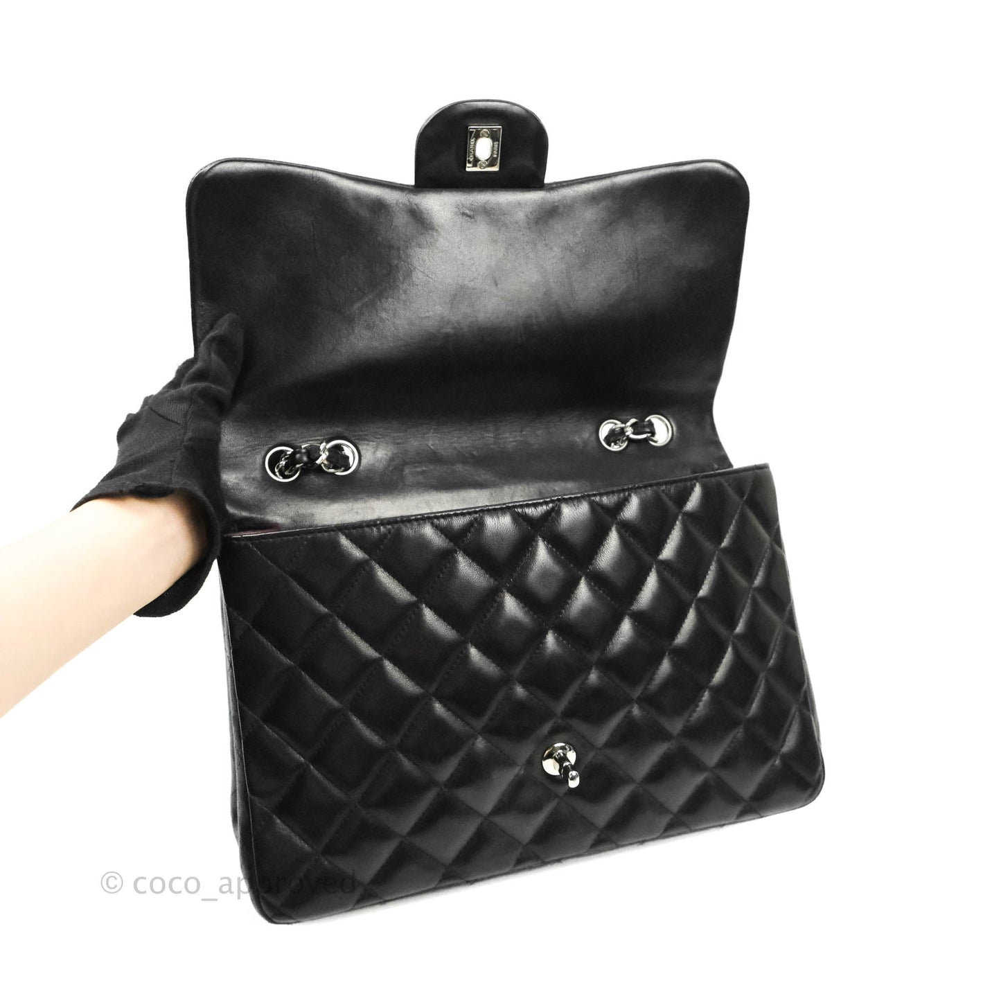 Chanel Jumbo Single Flap Black Lambskin Silver Hardware⁣⁣