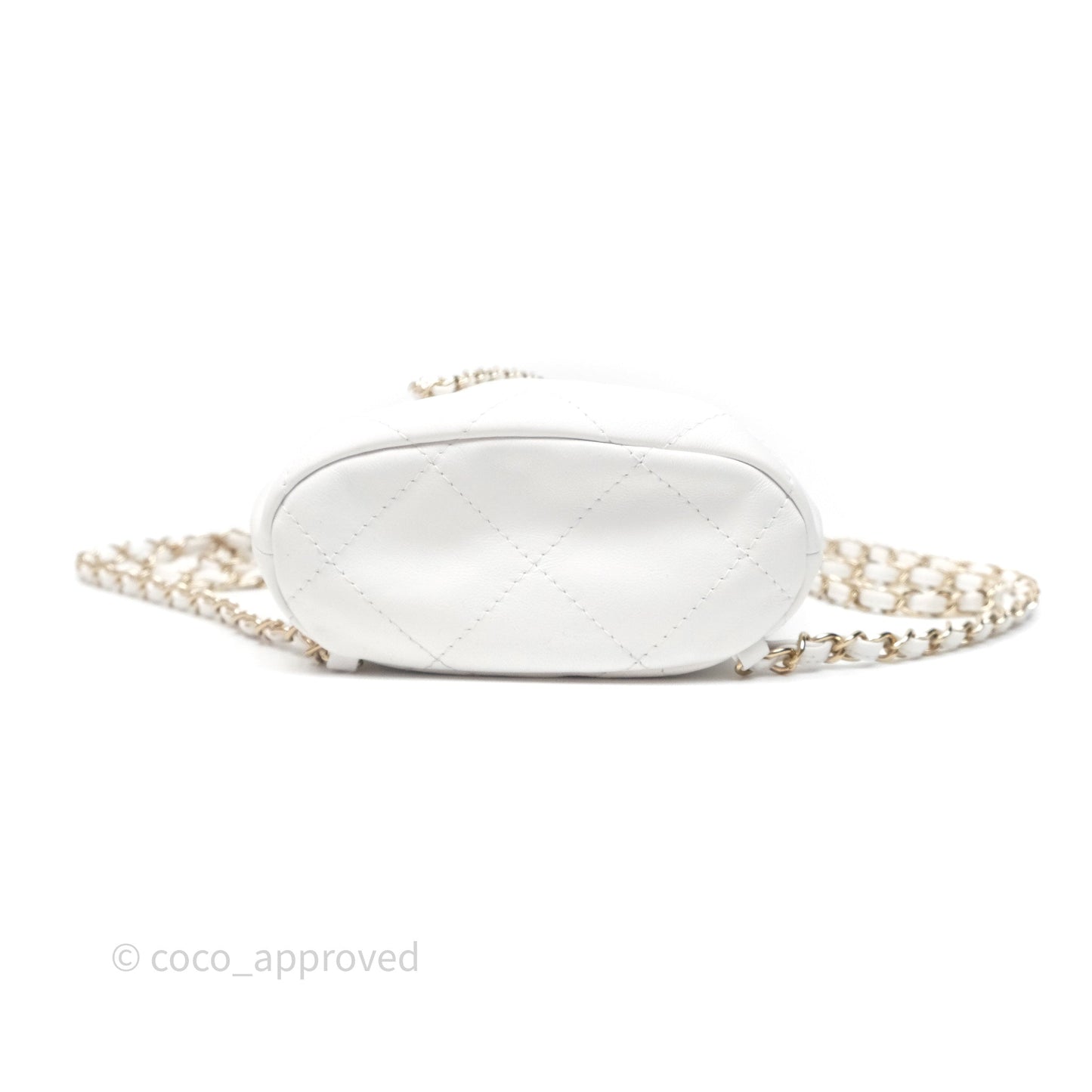 Chanel Quilted Drawstring Bucket Backpack White Calfskin Gold Hardware 24C