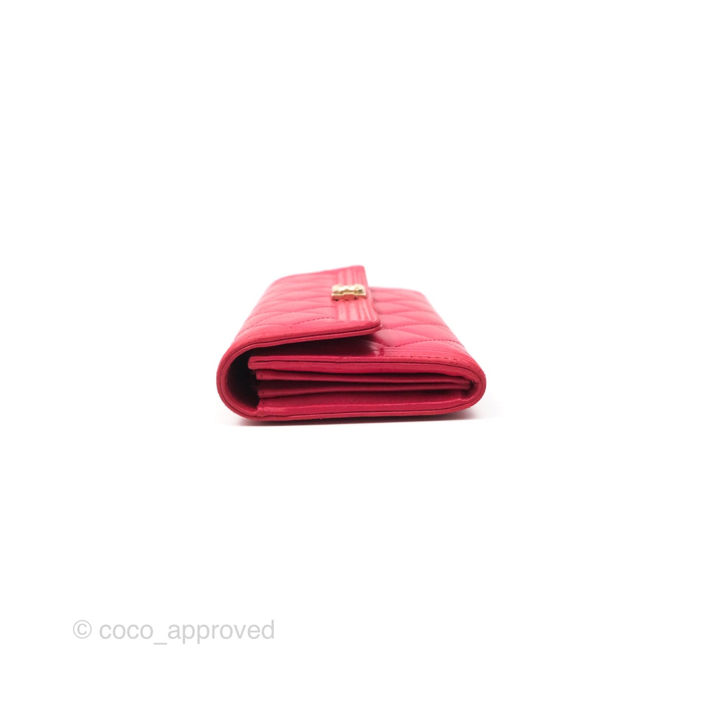 Chanel Quilted Boy Flap Long Wallet Red Lambskin Gold Hardware