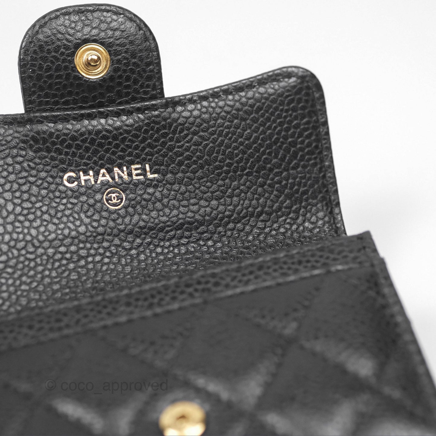 Chanel Quilted Flap Card Holder Caviar Black Gold Hardware