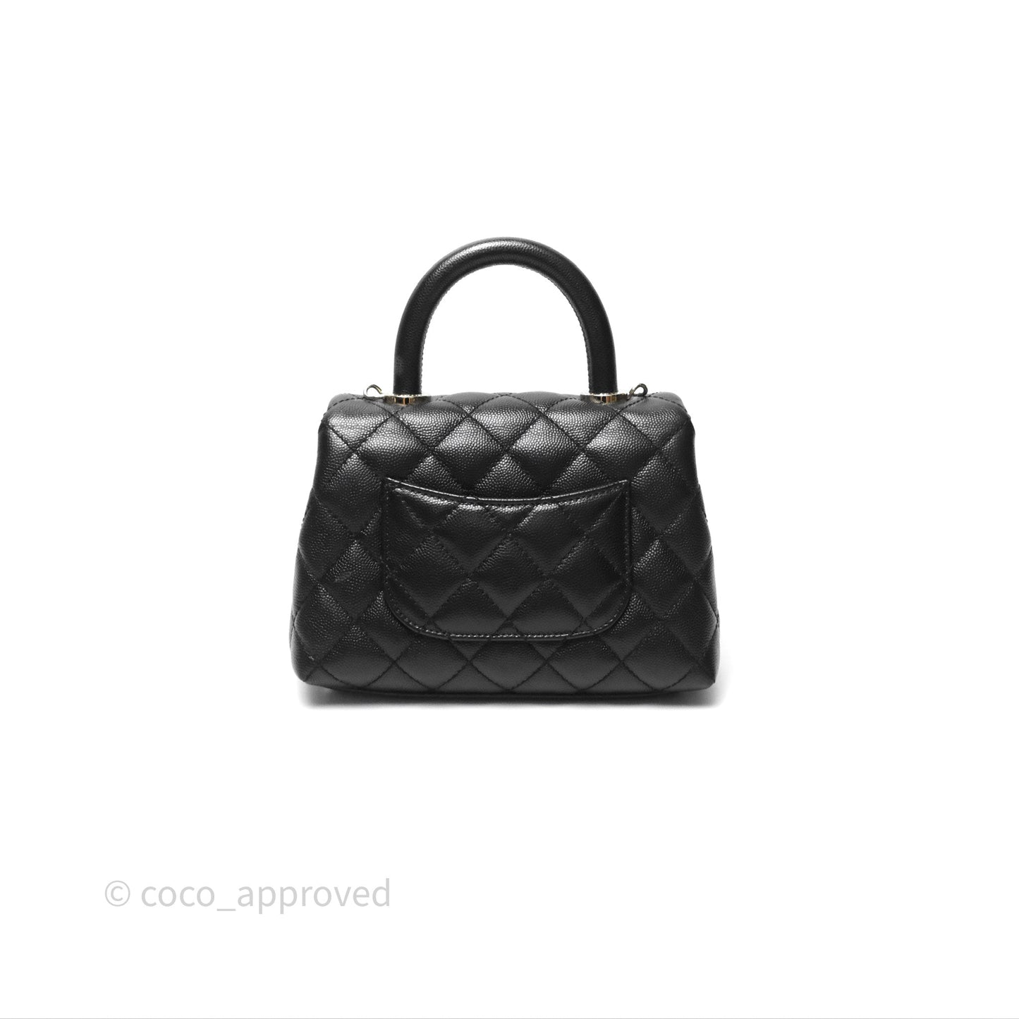 Chanel Mini Coco Handle Quilted Black Caviar Gold Hardware