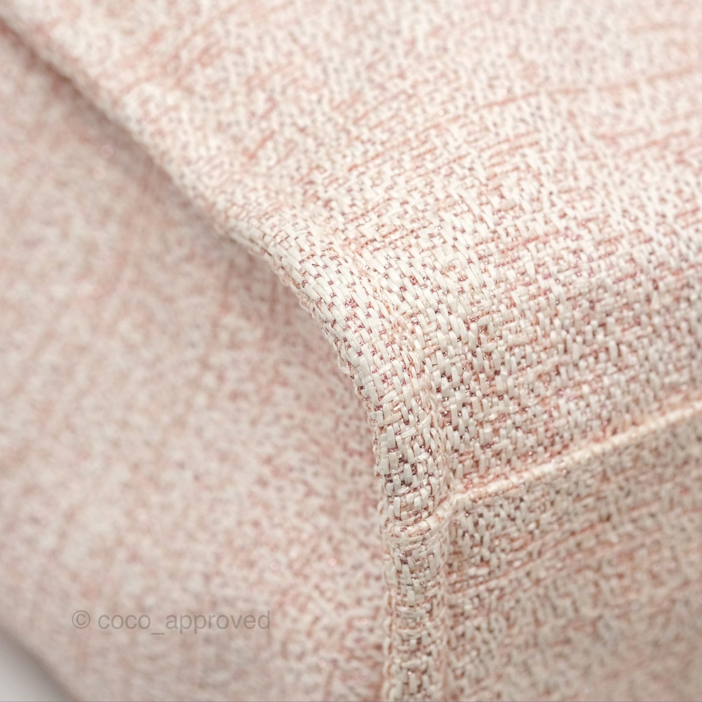 Chanel Large Deauville Tote Pink Woven Tweed Gold Hardware