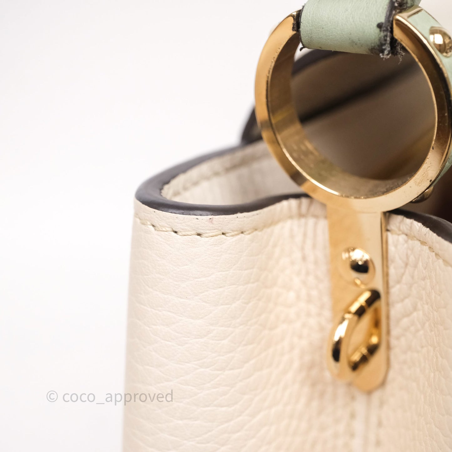 Louis Vuitton Capucines BB Creme Rose Jade Taurillon Leather Gold Hardware