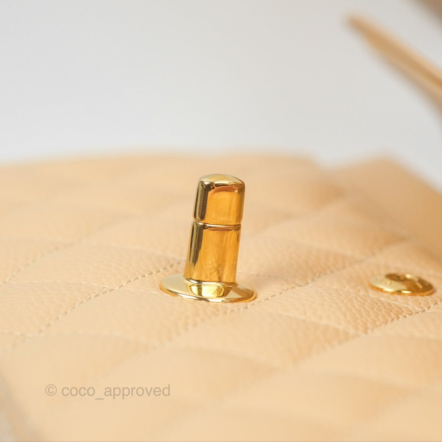 Chanel Small Quilted Classic Flap Beige Caviar Gold Hardware