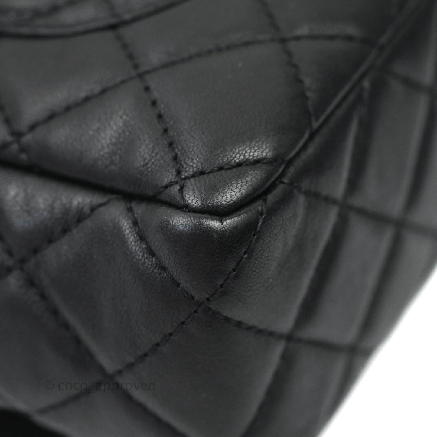 Chanel Quilted Calfskin Black Flap Bag Silver Hardware