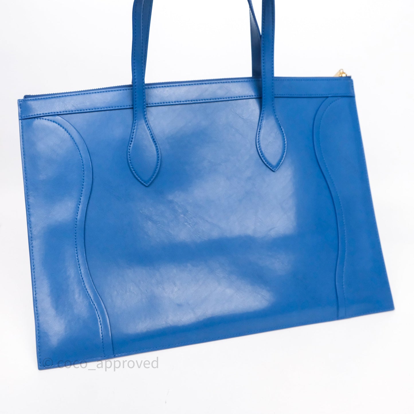Celine Flat Luggage Tote Bag Blue Calfskin