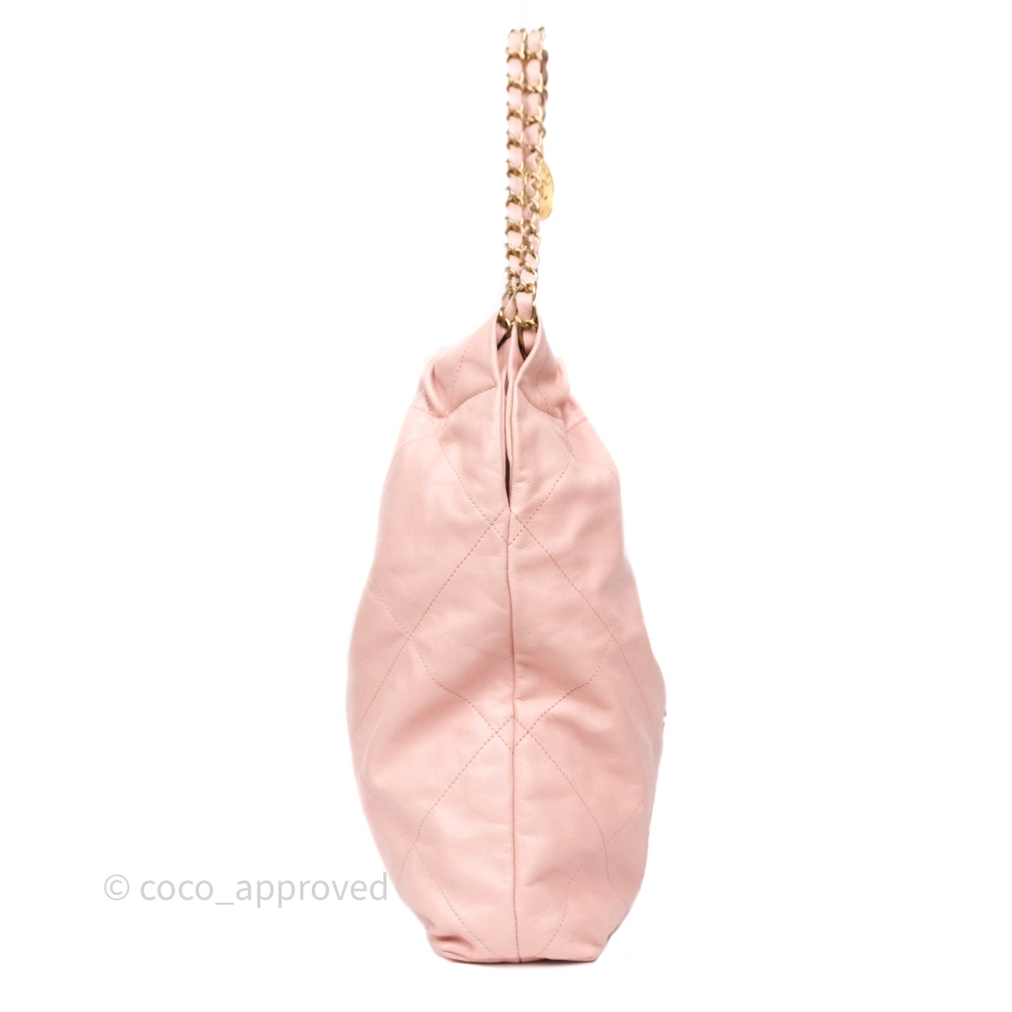 Chanel 22 Medium Pink Crumpled Calfskin Aged Gold Hardware