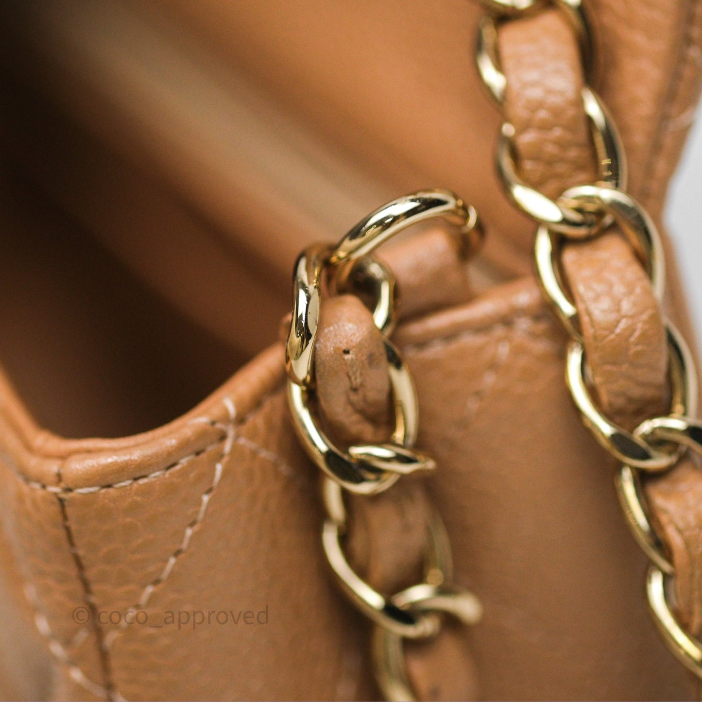 Chanel Mini Rectangular Quilted Dark Beige Caviar Gold Hardware