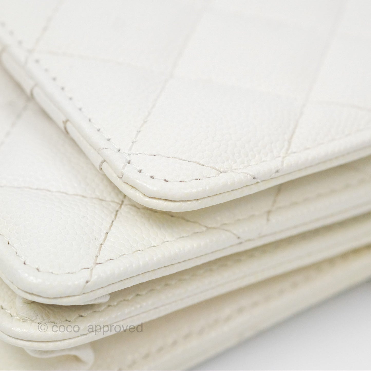 Chanel Quilted Mini Wallet on Chain WOC Ivory Caviar Gold Hardware