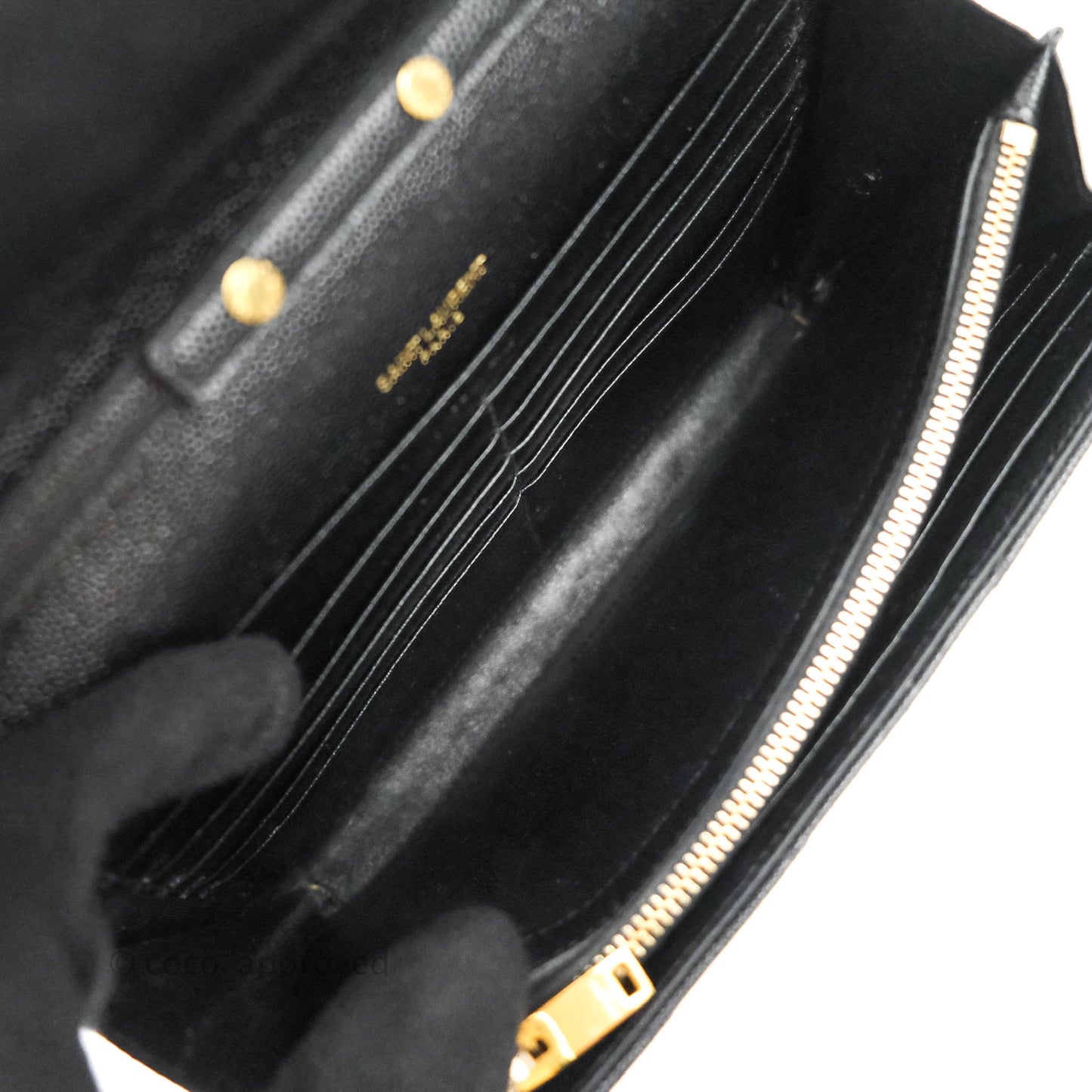 Saint Laurent Wallet on Chain Large Black Grained Leather Gold Hardware