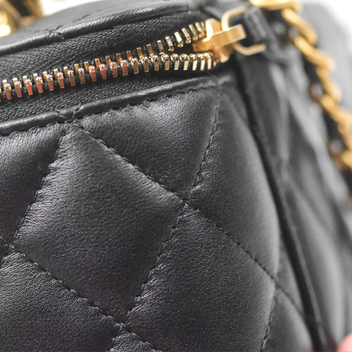 Chanel Top Handle Vanity Rectangular Black Lambskin Gold Hardware