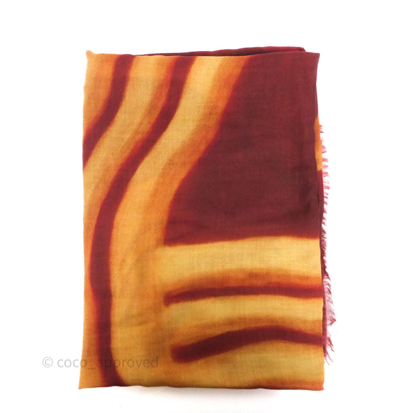 Chanel Horse Print Red/ Gold Cashmere Scarf